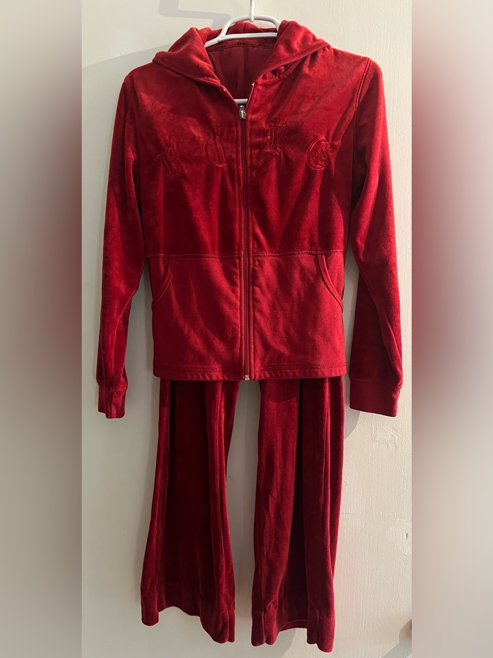 BCBGMAXAZRIA Women's Red Velour Tracksuit